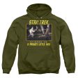 STAR TREK THE ORIGINAL SERIES : EPISODE 45 ADULT PULL OVER HOODIE MILITARY GREEN SM Sale